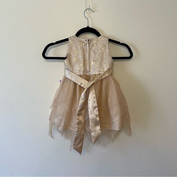 Peppermint 1-2 Years (Girls) Small formal dress metallic chiffon ball gown beige - Picture 5 of 9